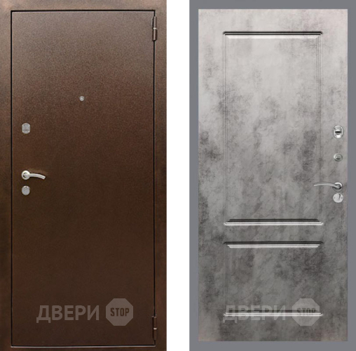 Входная металлическая Дверь Рекс (REX) 1А Медный Антик FL-117 Бетон темный