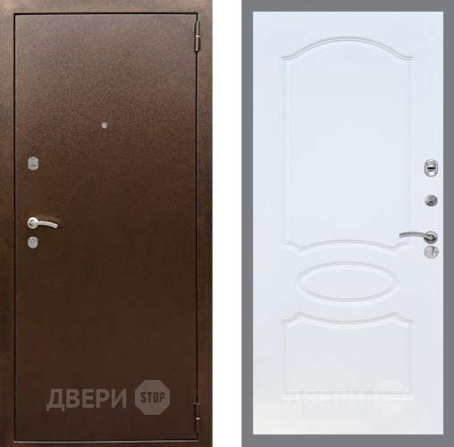 Входная металлическая Дверь Рекс (REX) 1А Медный Антик FL-128 Белый ясень