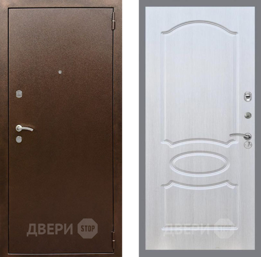 Входная металлическая Дверь Рекс (REX) 1А Медный Антик FL-128 Лиственница беж