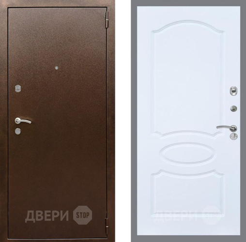 Входная металлическая Дверь Рекс (REX) 1А Медный Антик FL-128 Силк Сноу