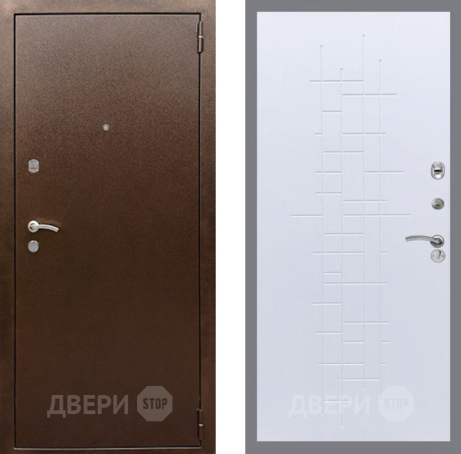 Входная металлическая Дверь Рекс (REX) 1А Медный Антик FL-289 Белый ясень