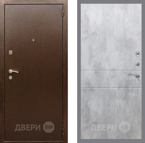 Входная металлическая Дверь Рекс (REX) 1А Медный Антик FL-290 Бетон светлый
