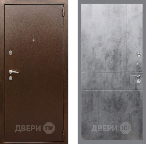 Входная металлическая Дверь Рекс (REX) 1А Медный Антик FL-290 Бетон темный