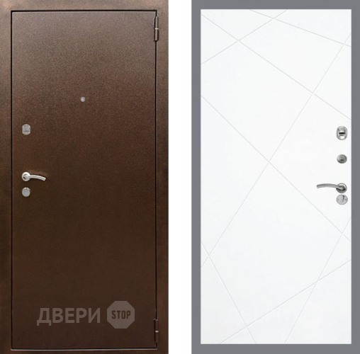 Входная металлическая Дверь Рекс (REX) 1А Медный Антик FL-291 Силк Сноу