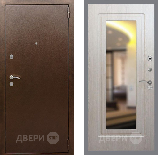 Входная металлическая Дверь Рекс (REX) 1А Медный Антик FLZ-120 Беленый дуб
