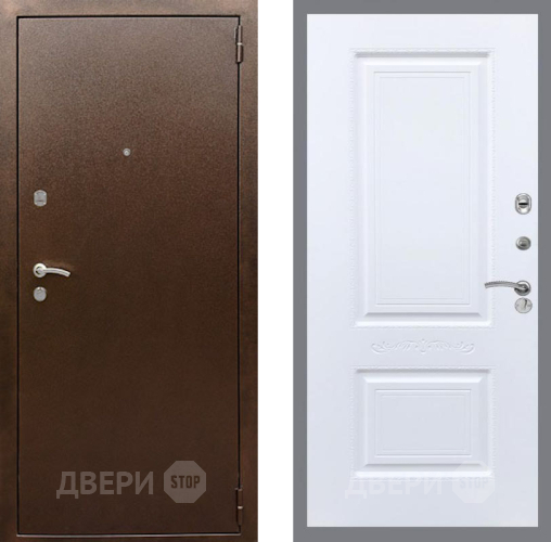 Входная металлическая Дверь Рекс (REX) 1А Медный Антик Смальта Силк Сноу