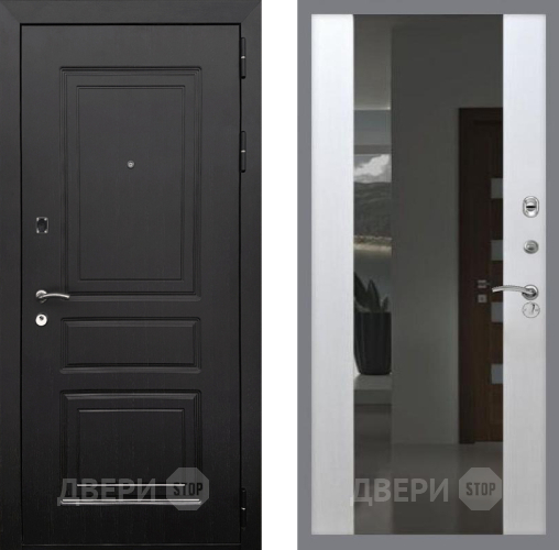 Входная металлическая Дверь Рекс (REX) 6 Венге СБ-16 Зеркало Белый ясень