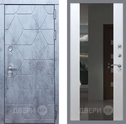 Входная металлическая Дверь Рекс (REX) 28 СБ-16 Зеркало Белый ясень