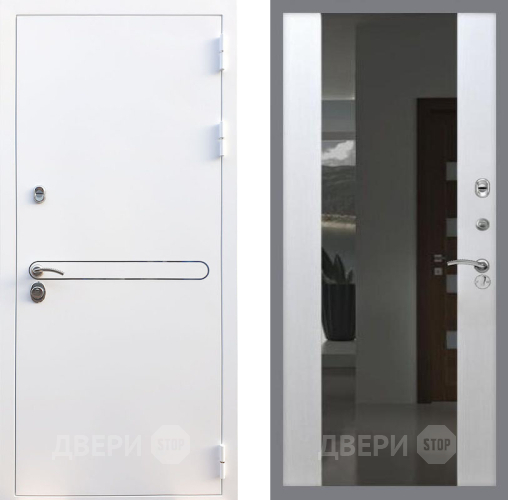 Входная металлическая Дверь Рекс (REX) 27 СБ-16 Зеркало Белый ясень