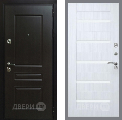 Входная металлическая Дверь Рекс (REX) Премиум-Н СБ-14 стекло белое Сандал белый