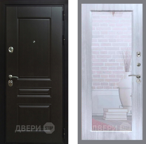 Входная металлическая Дверь Рекс (REX) Премиум-Н Зеркало Пастораль Сандал белый