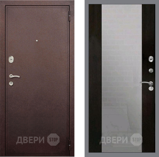 Входная металлическая Дверь Рекс (REX) 2 Медный Антик СБ-16 Зеркало Венге