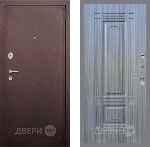 Входная металлическая Дверь Рекс (REX) 2 Медный Антик FL-2 Сандал грей