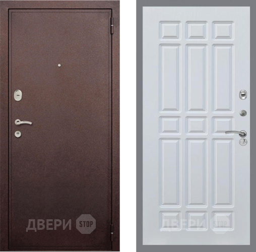 Входная металлическая Дверь Рекс (REX) 2 Медный Антик FL-33 Белый ясень