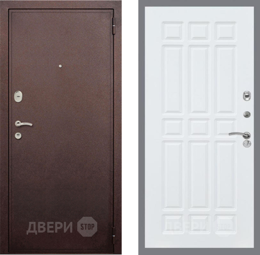 Входная металлическая Дверь Рекс (REX) 2 Медный Антик FL-33 Силк Сноу