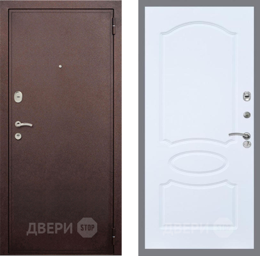 Входная металлическая Дверь Рекс (REX) 2 Медный Антик FL-128 Силк Сноу