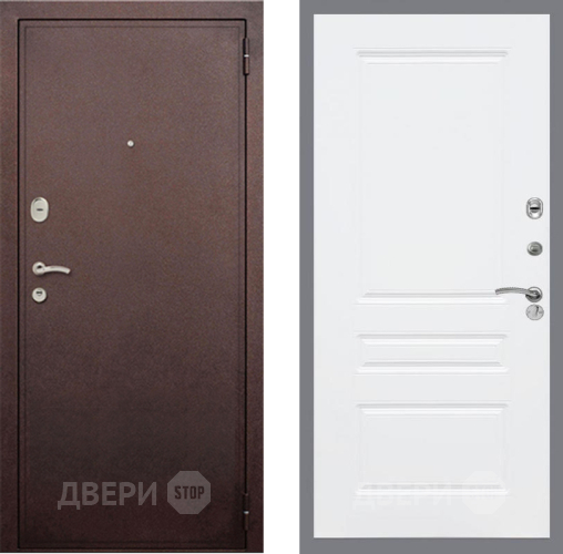 Входная металлическая Дверь Рекс (REX) 2 Медный Антик FL-243 Силк Сноу