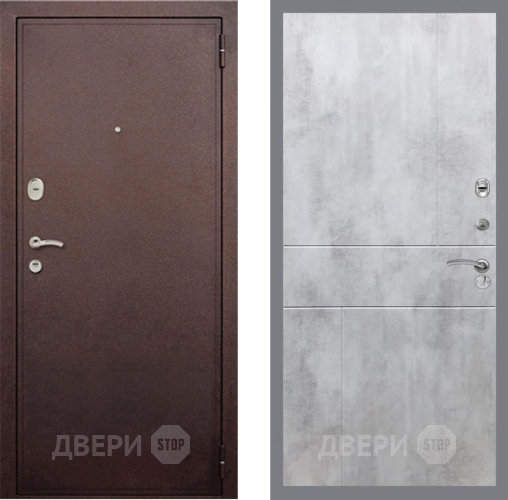 Входная металлическая Дверь Рекс (REX) 2 Медный Антик FL-290 Бетон светлый
