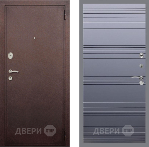 Входная металлическая Дверь Рекс (REX) 2 Медный Антик Line Силк титан
