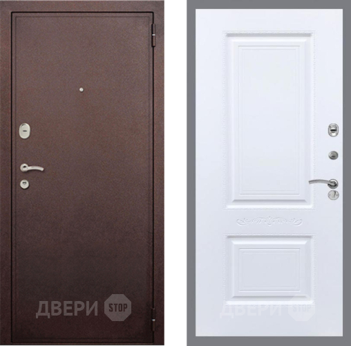 Входная металлическая Дверь Рекс (REX) 2 Медный Антик Смальта Силк Сноу