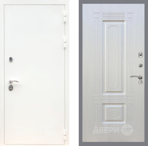 Входная металлическая Дверь Рекс (REX) 5 Белая Шагрень FL-2 Лиственница беж