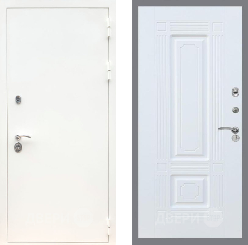 Входная металлическая Дверь Рекс (REX) 5 Белая Шагрень FL-2 Силк Сноу