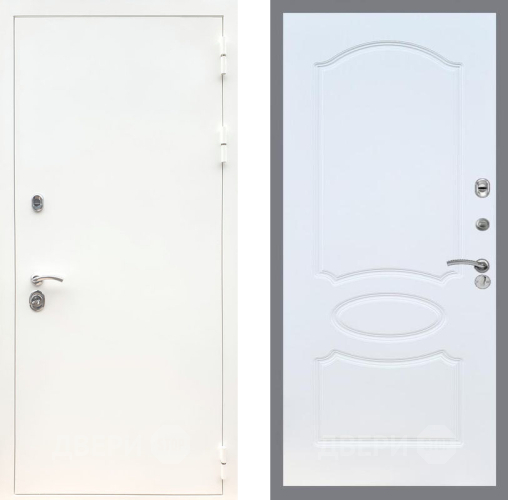 Входная металлическая Дверь Рекс (REX) 5 Белая Шагрень FL-128 Белый ясень