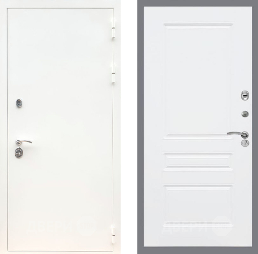 Входная металлическая Дверь Рекс (REX) 5 Белая Шагрень FL-243 Силк Сноу