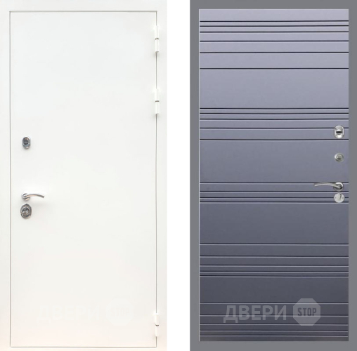Входная металлическая Дверь Рекс (REX) 5 Белая Шагрень Line Силк титан