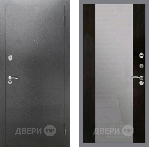 Входная металлическая Дверь Рекс (REX) 2А Серебро Антик СБ-16 Зеркало Венге