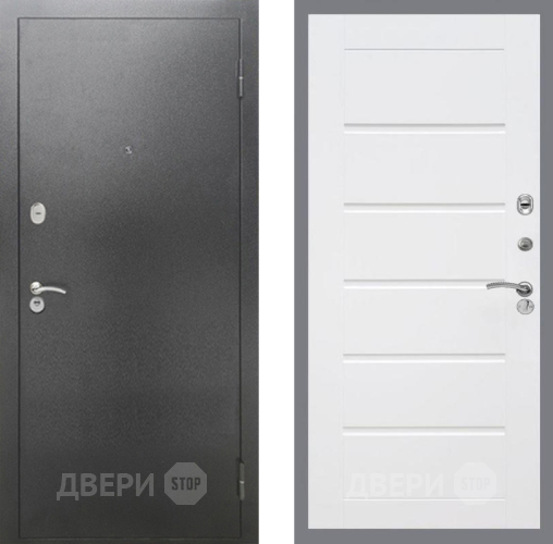 Входная металлическая Дверь Рекс (REX) 2А Серебро Антик Сити Белый ясень