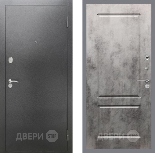 Входная металлическая Дверь Рекс (REX) 2А Серебро Антик FL-117 Бетон темный
