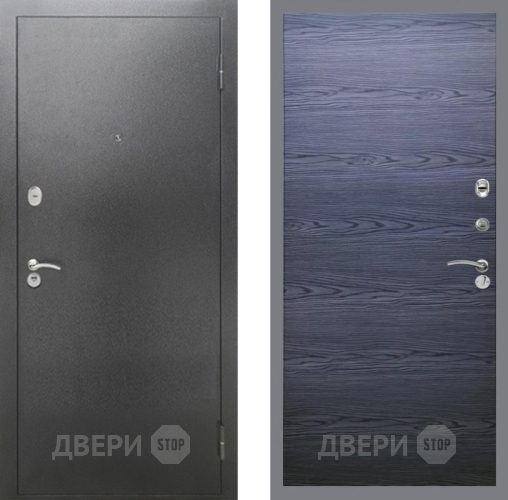 Входная металлическая Дверь Рекс (REX) 2А Серебро Антик GL Дуб тангенальный черный