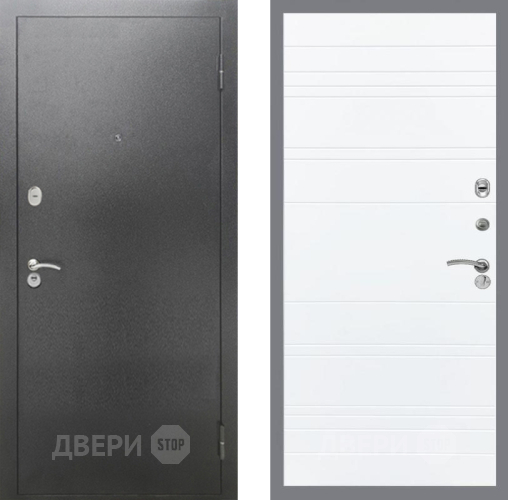 Входная металлическая Дверь Рекс (REX) 2А Серебро Антик Line Силк Сноу