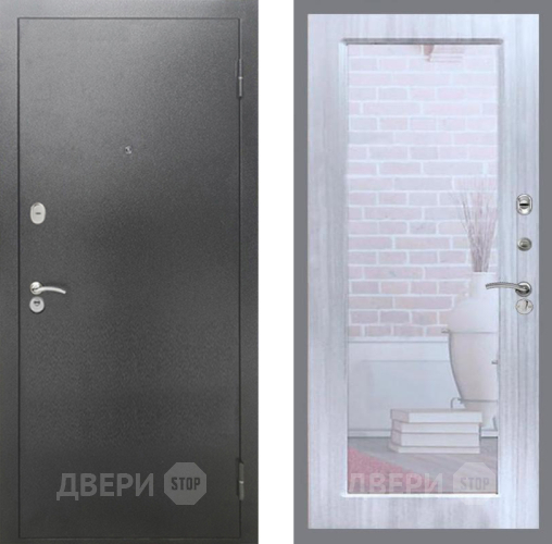 Входная металлическая Дверь Рекс (REX) 2А Серебро Антик Зеркало Пастораль Сандал белый