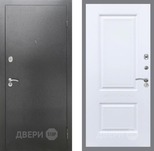 Входная металлическая Дверь Рекс (REX) 2А Серебро Антик Смальта Силк Сноу