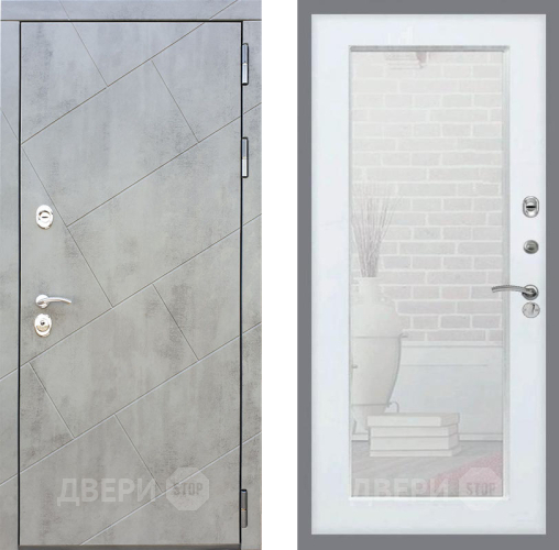 Входная металлическая Дверь Рекс (REX) 22 Зеркало Пастораль Белый ясень