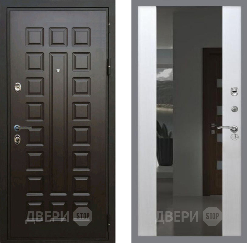 Входная металлическая Дверь Рекс (REX) Премиум 3к СБ-16 Зеркало Белый ясень