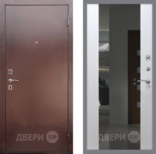 Входная металлическая Дверь Рекс (REX) 1 СБ-16 с Зеркалом Лиственница беж