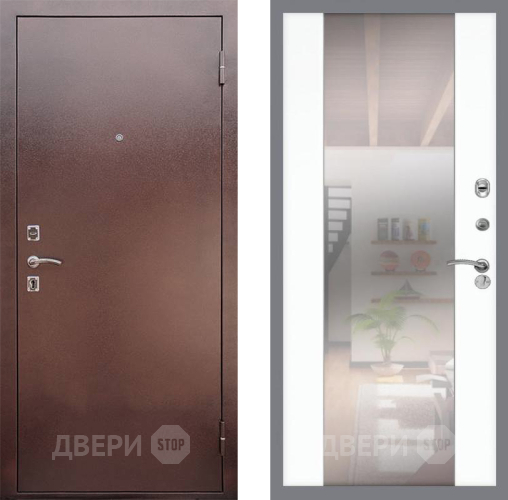 Входная металлическая Дверь Рекс (REX) 1 СБ-16 Зеркало Силк Сноу