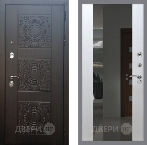 Входная металлическая Дверь Рекс (REX) 10 СБ-16 Зеркало Белый ясень