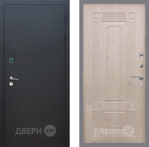 Входная металлическая Дверь Рекс (REX) 1A Черный Муар FL-2 Беленый дуб
