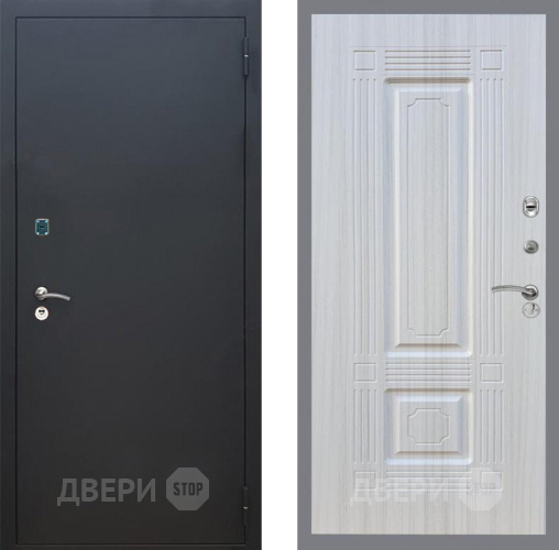 Входная металлическая Дверь Рекс (REX) 1A Черный Муар FL-2 Сандал белый
