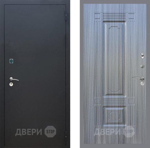 Входная металлическая Дверь Рекс (REX) 1A Черный Муар FL-2 Сандал грей