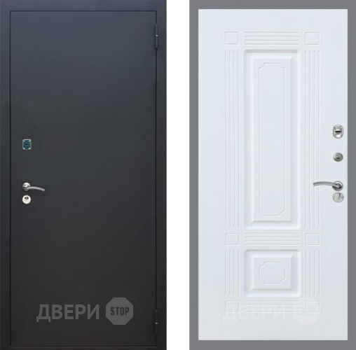 Входная металлическая Дверь Рекс (REX) 1A Черный Муар FL-2 Силк Сноу