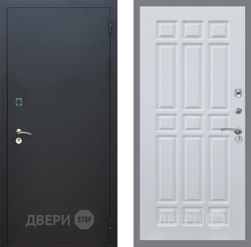 Входная металлическая Дверь Рекс (REX) 1A Черный Муар FL-33 Белый ясень