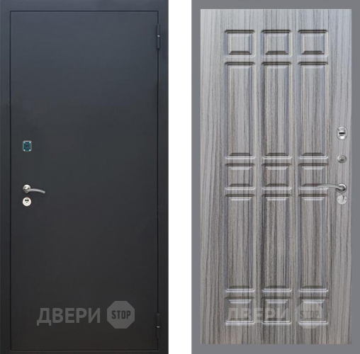Входная металлическая Дверь Рекс (REX) 1A Черный Муар FL-33 Сандал грей