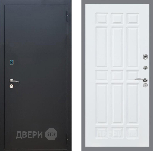 Входная металлическая Дверь Рекс (REX) 1A Черный Муар FL-33 Силк Сноу