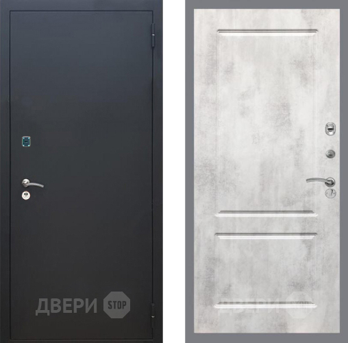 Входная металлическая Дверь Рекс (REX) 1A Черный Муар FL-117 Бетон светлый