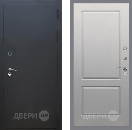 Входная металлическая Дверь Рекс (REX) 1A Черный Муар FL-117 Грей софт